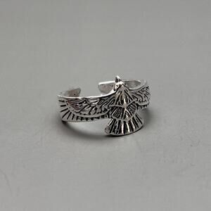 Y2K Silver Eagle Ring Adjustable Unisex 2000s Jewelry Vintage Statement